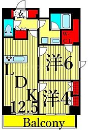 HF東尾久レジデンス 2LDKの間取図画像