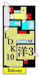 LaSanteUeno 1LDKの間取図画像