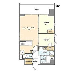 プライマル三ノ輪 2LDKの間取図画像
