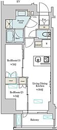 Brilliaist上野稲荷町 2LDKの間取図画像