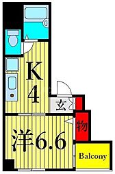 ジョワ・メゾン田端 1Kの間取図画像