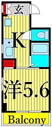カイドウハイム 1Kの間取図画像