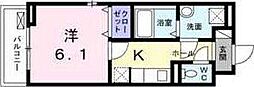 ラシュレ十条 1Kの間取図画像