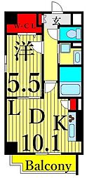 メゾンドソレイユ・シノハラ 1LDKの間取図画像