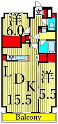スプランディッド西日暮里 2LDKの間取図画像