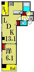 Bloom南千住 1LDKの間取図画像