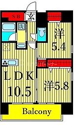 グランレーヴ東尾久 2LDKの間取図画像