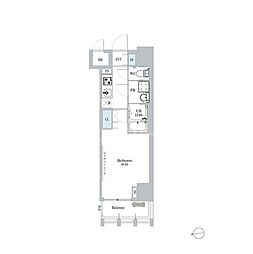 ディームス蔵前 1Kの間取図画像
