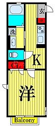 エーデルハイム 1Kの間取図画像