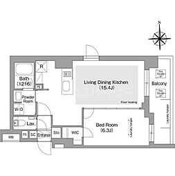 コンフォリア・リヴ文京護国寺 1LDKの間取図画像