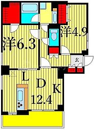 アブレスト動坂 2LDKの間取図画像