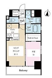テラス文京本郷 1LDKの間取図画像