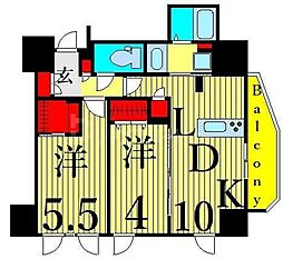 オーキッドレジデンス三ノ輪 2LDKの間取図画像