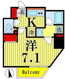 シェフルール新御徒町1 1Kの間取図画像