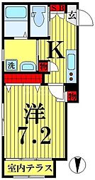 ボヌールトレセア 1Kの間取図画像