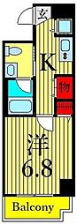 レフィーズ上野 1Kの間取図画像