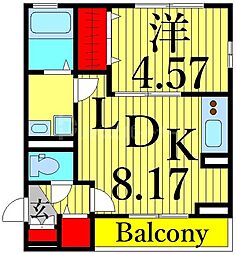 ヴィラデルソル1 1LDKの間取図画像