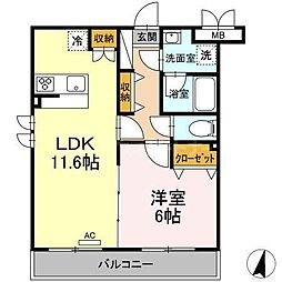 YKレジデンス赤羽西 1LDKの間取図画像