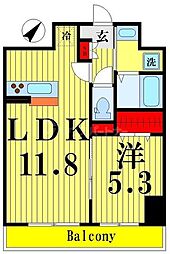 アビタ・ヴァン 1LDKの間取図画像