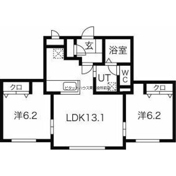 北海道札幌市東区本町二条4丁目(賃貸マンション2LDK・4階・56.21㎡)の写真 その2