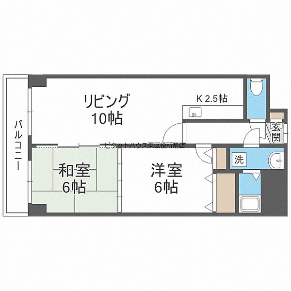 北海道札幌市東区本町二条3丁目(賃貸マンション2LDK・7階・50.09㎡)の写真 その2