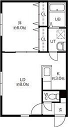 グランピア環状通東 2階1LDKの間取り