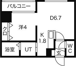 レジデンスタワー札幌 8階1DKの間取り