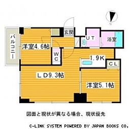ミ・ピアーチェ環状通 2階2LDKの間取り