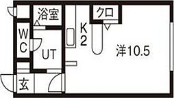 サザンシティ弐番館 1階1Kの間取り