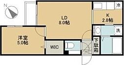 パークサイド北8条 2階1LDKの間取り