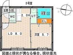 SKY GARDEN SAPPORO(スカイガーデン札幌) 2階1LDKの間取り