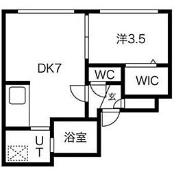 CASA　N7 3階1DKの間取り