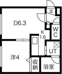 ガレリアN13 3階1DKの間取り