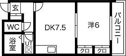 メニーズコート麻生中央 1DKの間取図画像