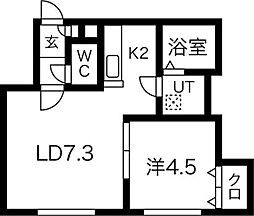 グラチェ 1LDKの間取図画像