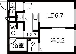 ブランノワールデコ 1LDKの間取図画像