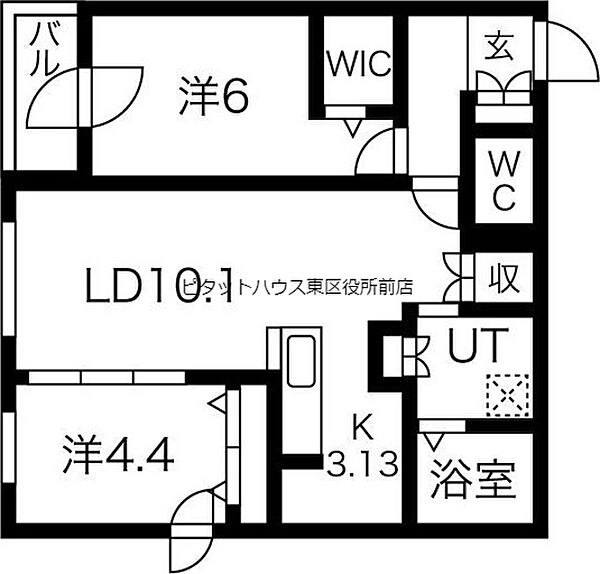 北海道札幌市北区北十二条西3丁目(賃貸マンション2LDK・6階・55.37㎡)の写真 その2