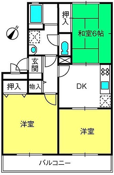 ジュネス・モール ｜埼玉県川口市戸塚東4丁目(賃貸アパート3DK・2階・58.54㎡)の写真 その2