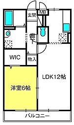 サンライズ蒲生 3階1LDKの間取り
