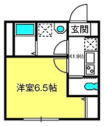 センターヴィレッジ南越谷 3階1Kの間取り