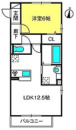 レスポワール　Ｂ 1階1LDKの間取り