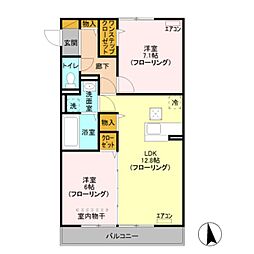 ＣＡＮＤＹ　ＷＯＯＤ 1階2LDKの間取り