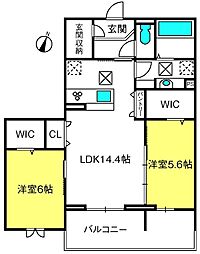 さいたま市緑区大字大門アパート 2LDKの間取図画像