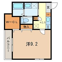 ルミエール 1Kの間取図画像