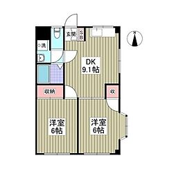 森田ハイツ 2DKの間取図画像