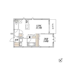 リュウ参番館 1LDKの間取図画像