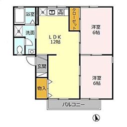 メゾンエスポワールB 2LDKの間取図画像
