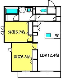 サンエクレール 2LDKの間取図画像