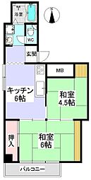 コーポ板橋 2DKの間取図画像