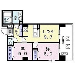 トラディション車町 2LDKの間取図画像